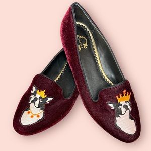 C Wonder size 8 Velvet Royal French Bulldog Loafers
